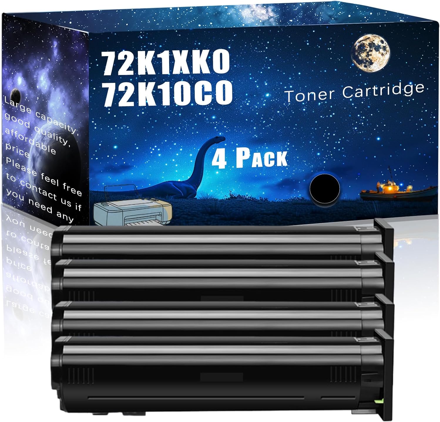 72K1XK0 72K10C0 72K10M0 72K10Y0 Compatible Toner Cartridge Replacement for Lexmark High Yield Compatible CX820dtfe CX825de CX825dte CX825dtfe Printers, Meet Printing Needs (4 Pack Black)
