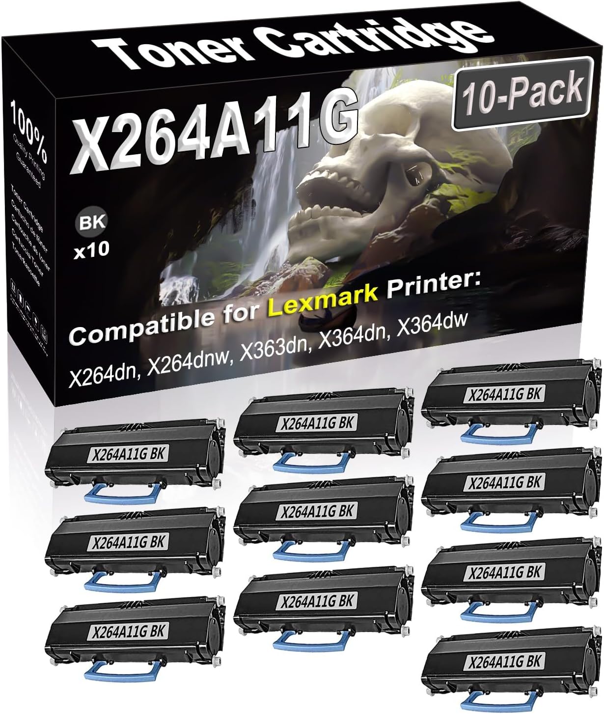 SINIYA 10-Pack (Black) Compatible X264dn X264dnw X363dn X364dn X364dw Laser Printer Cartridge (High Capacity) Replacement for X264A11G Printer Cartridge