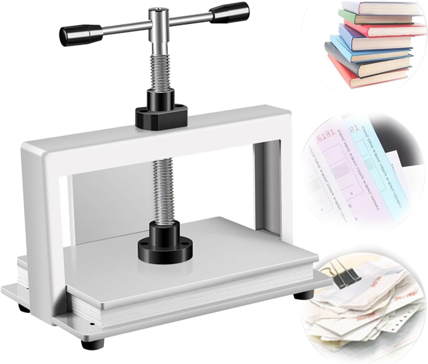 Bookbinding Press Machine - A4/A3 Flat Paper Press Machine,Manual Book Flattening Nipping Machine,Heavy Duty Bookbinder Steel Double Balance Rod Paper Press Machine,A4