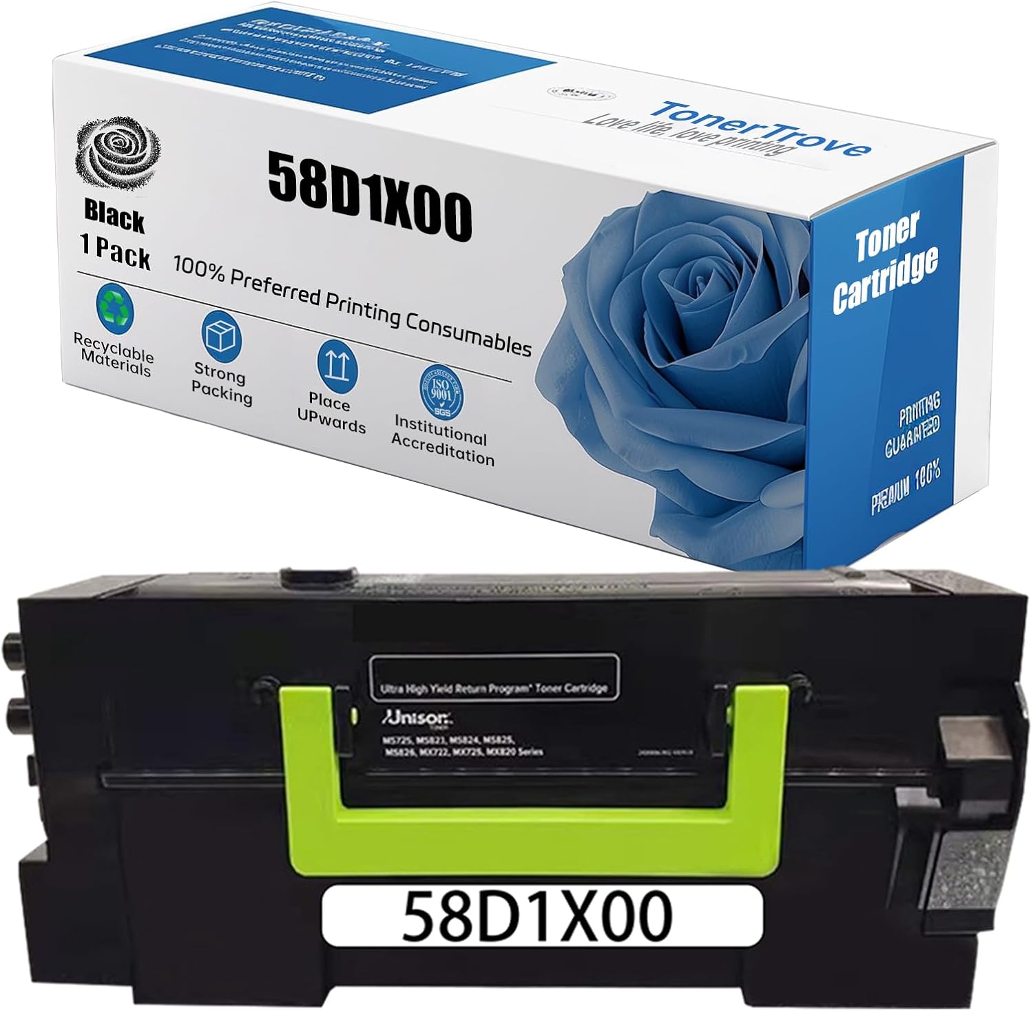 58D1X00 High Yield Toner Cartridge Compatible for Lexmark MS725dvn MS823dn MS823n MS825dn MS826de Printer, 35000 Pages, Premium Print Performance(Black)