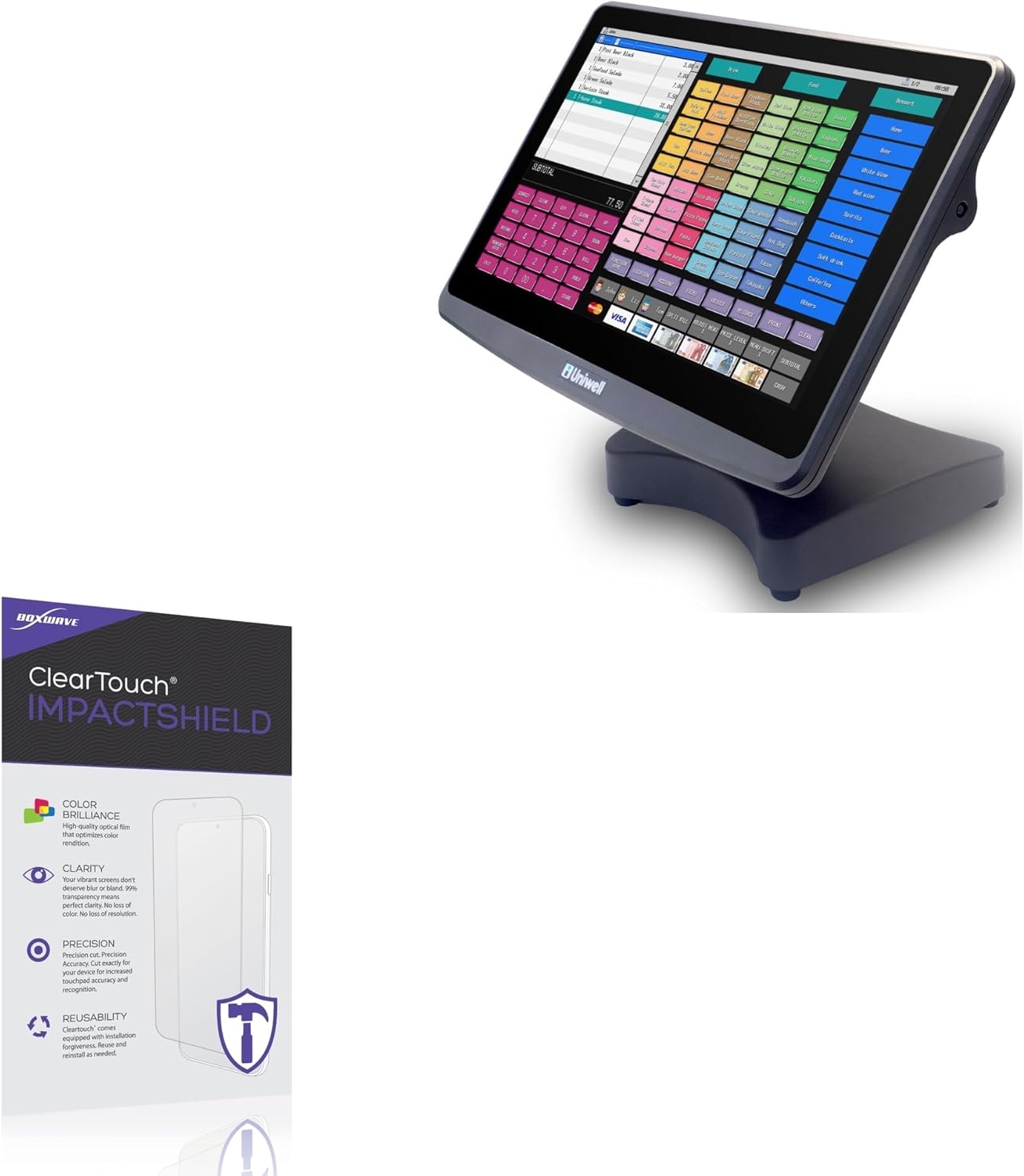 BoxWave Screen Protector Compatible With Uniwell HX-5500 - ClearTouch ImpactShield (2-Pack), Impenetrable Screen Protector Flexible Film