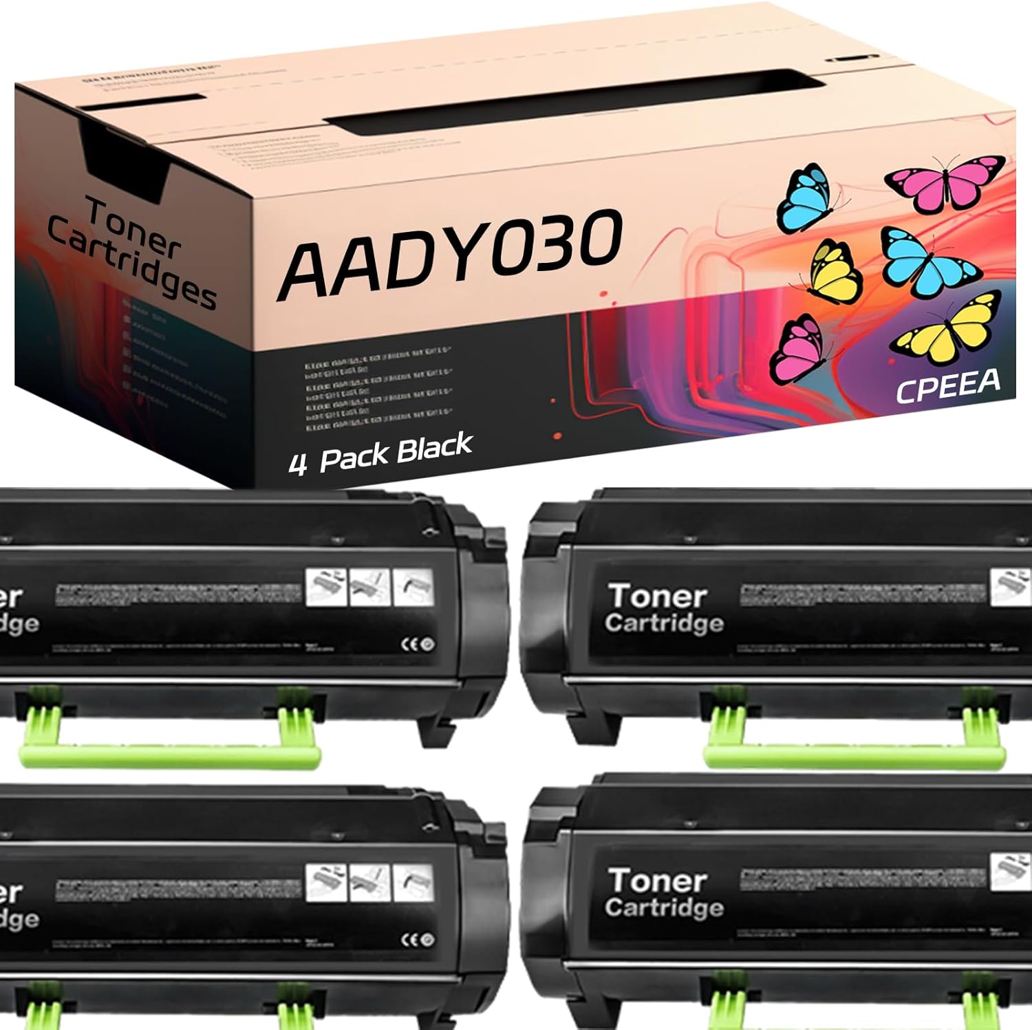 Compatible for Konica Minolta AADY030 Toner Cartridges Work for Konica Minolta bizhub 3602P Printers, with Chip, High Yield 25000 Pages, Clear Printing (4 Pack Black)