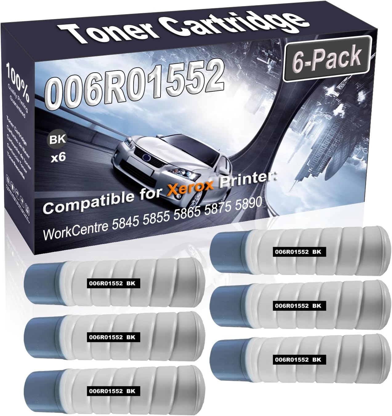 Kolasels 6-Pack (Black) Compatible High Yield 006R01552 Printer Cartridge use for WorkCentre 5845 5855 5865 5875 5890 Printer