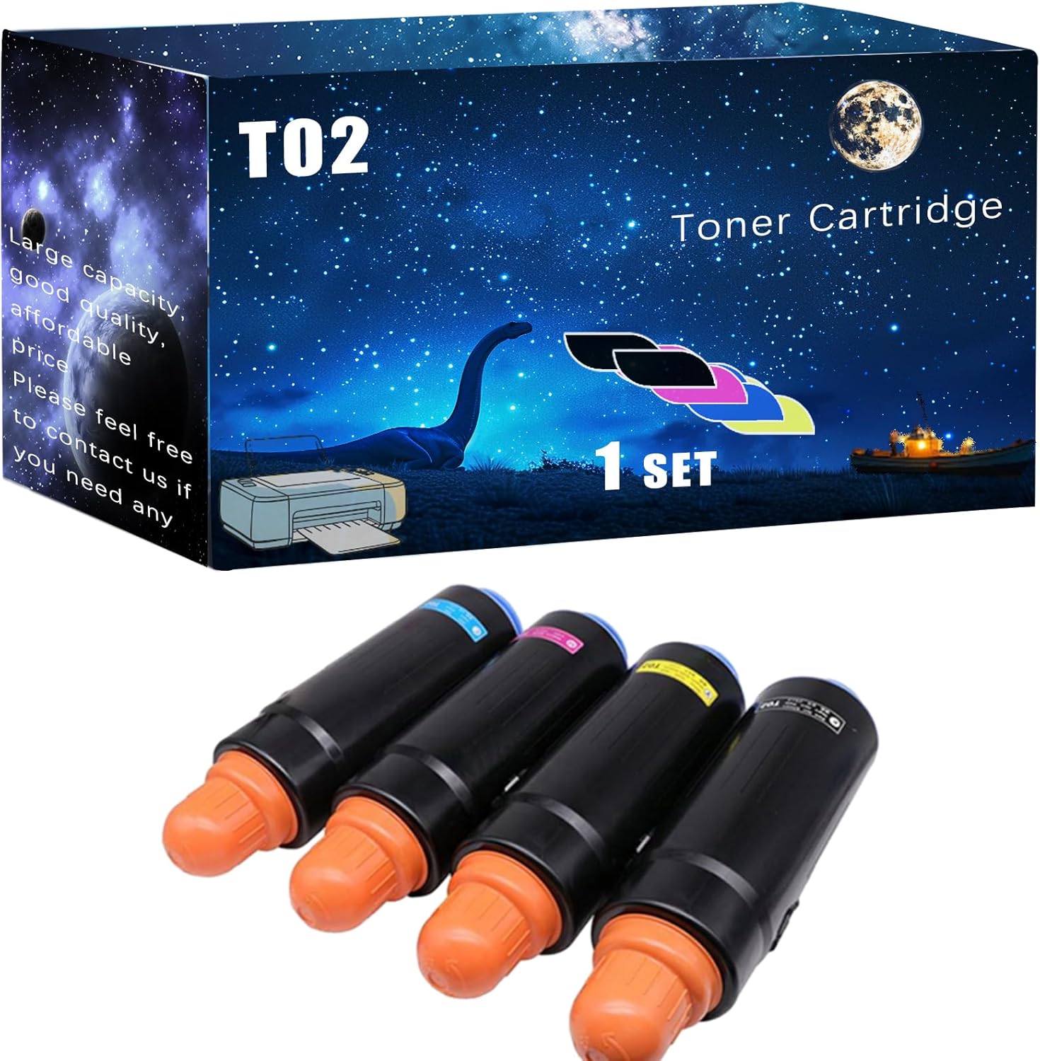T02 Toner Cartridge Compatible for Canon imagePRESS C10000VP C10010VP C8000VP C9010VP Printers,with Chip Large Printing Demands (Multicolor)