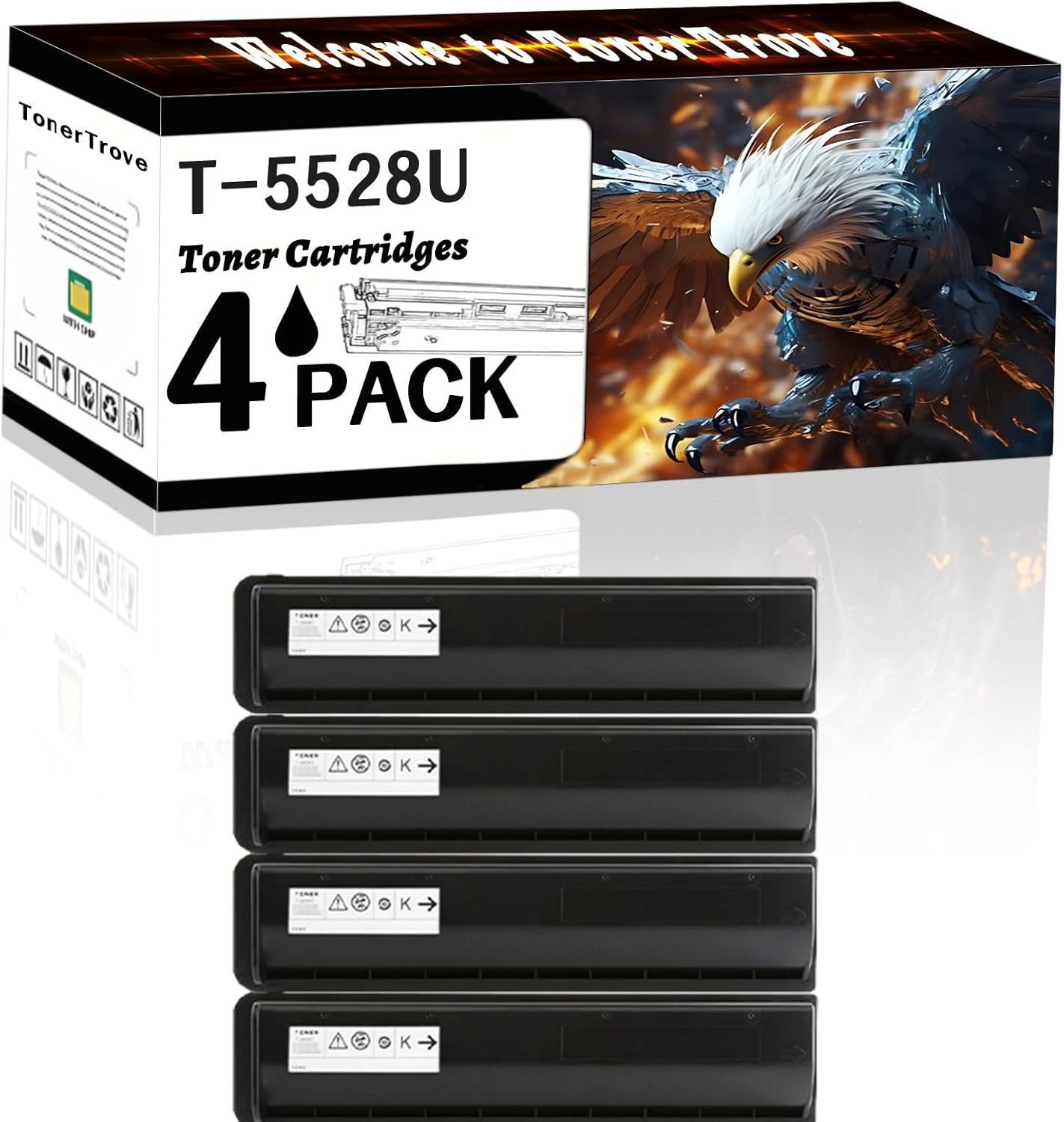 AGNNQ T-5528U T5528U Toner Cartridges Compatible for Toshiba E Studio 5528A 6528A Printers, Office Printing is Easy Clear Smooth (4 Pack Black)