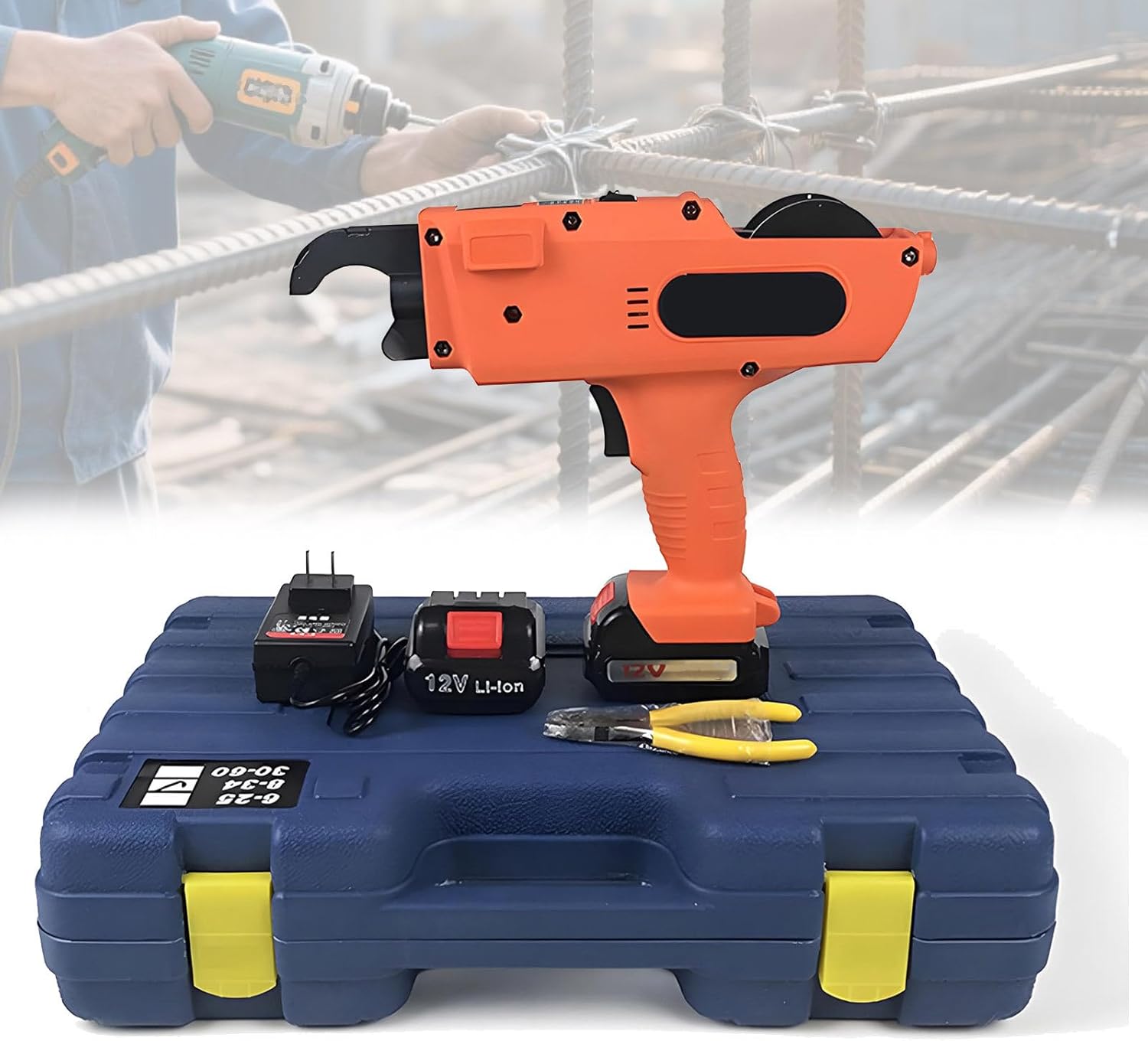 Steel Bar Layering Binding Machine Electric Rebar Tier Automatic Rebar Tying Tool Reinforcing Steel Strapping Kit Bar Rod Binding Tool for Steel Band Wire Ties,60mm