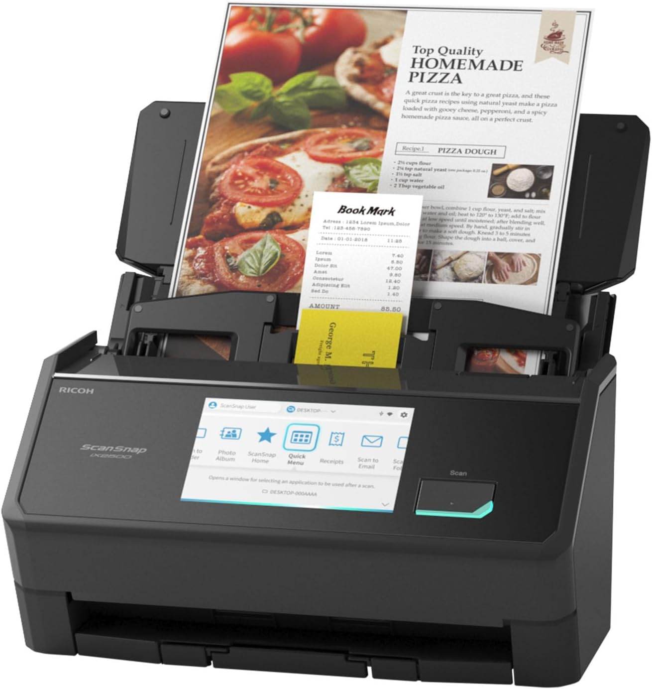ScanSnap iX2500 Wireless or USB High-Speed Cloud Enabled Document, Photo & Receipt Scanner with Large 5