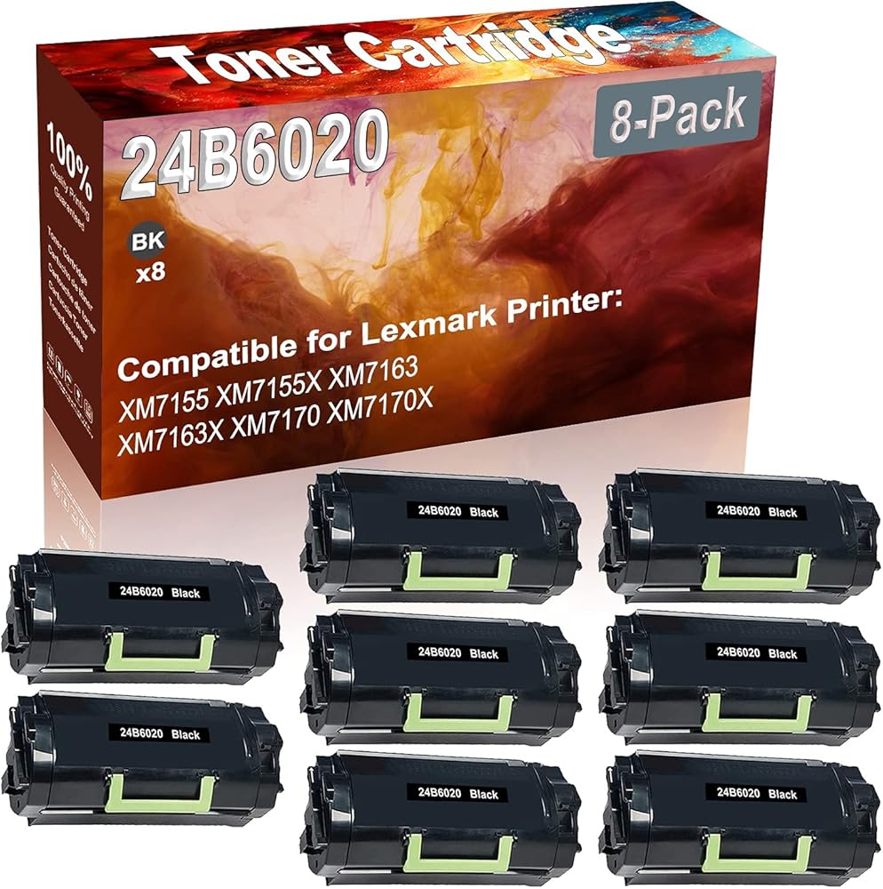 Credibility Store 8-Pack (Black) Compatible XM7155 XM7155X XM7163 XM7163X XM7170 XM7170X Laser Printer Cartridge (High Capacity) Replacement for 24B6020 Printer Cartridge