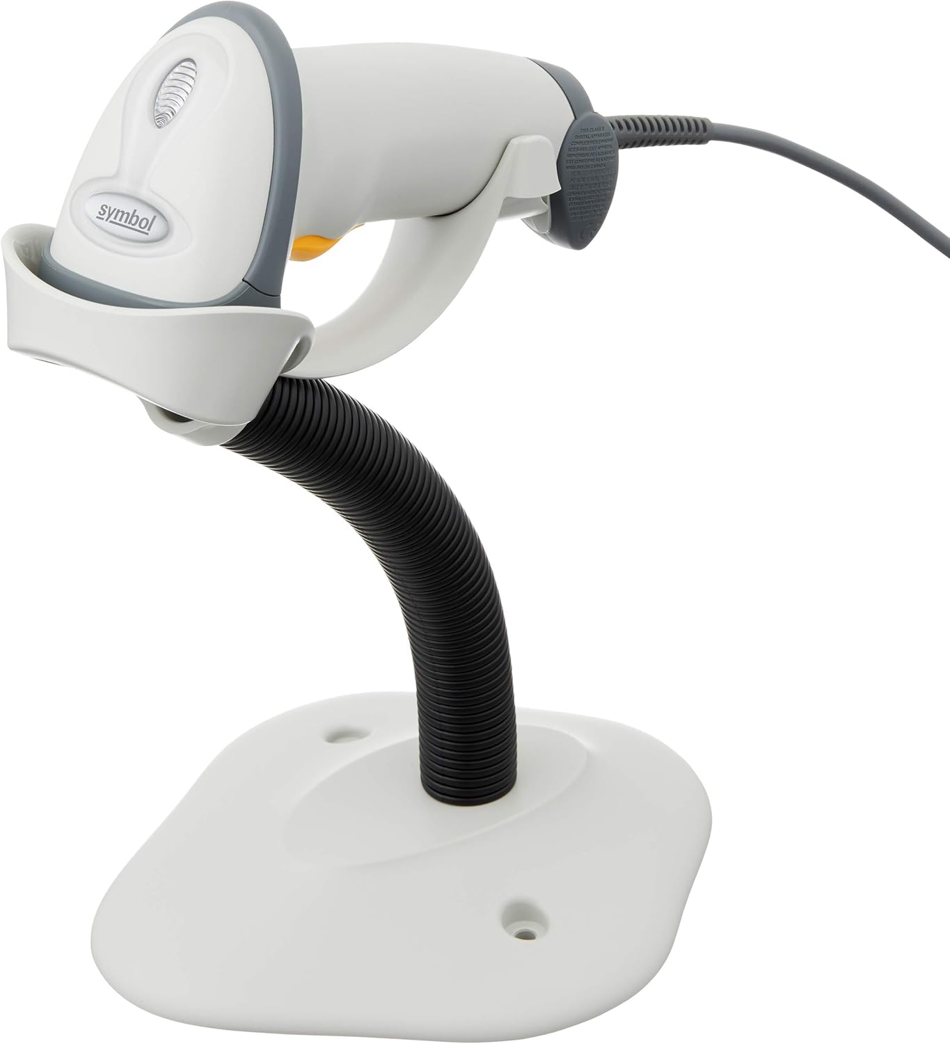 Zebra LS2208 Series Corded Handheld Standard Range Laser Scanner Kit with Gooseneck Stand and Cable Cash Register Featuring White Color Model Number LS2208-SR20001R-NA (Renewed)