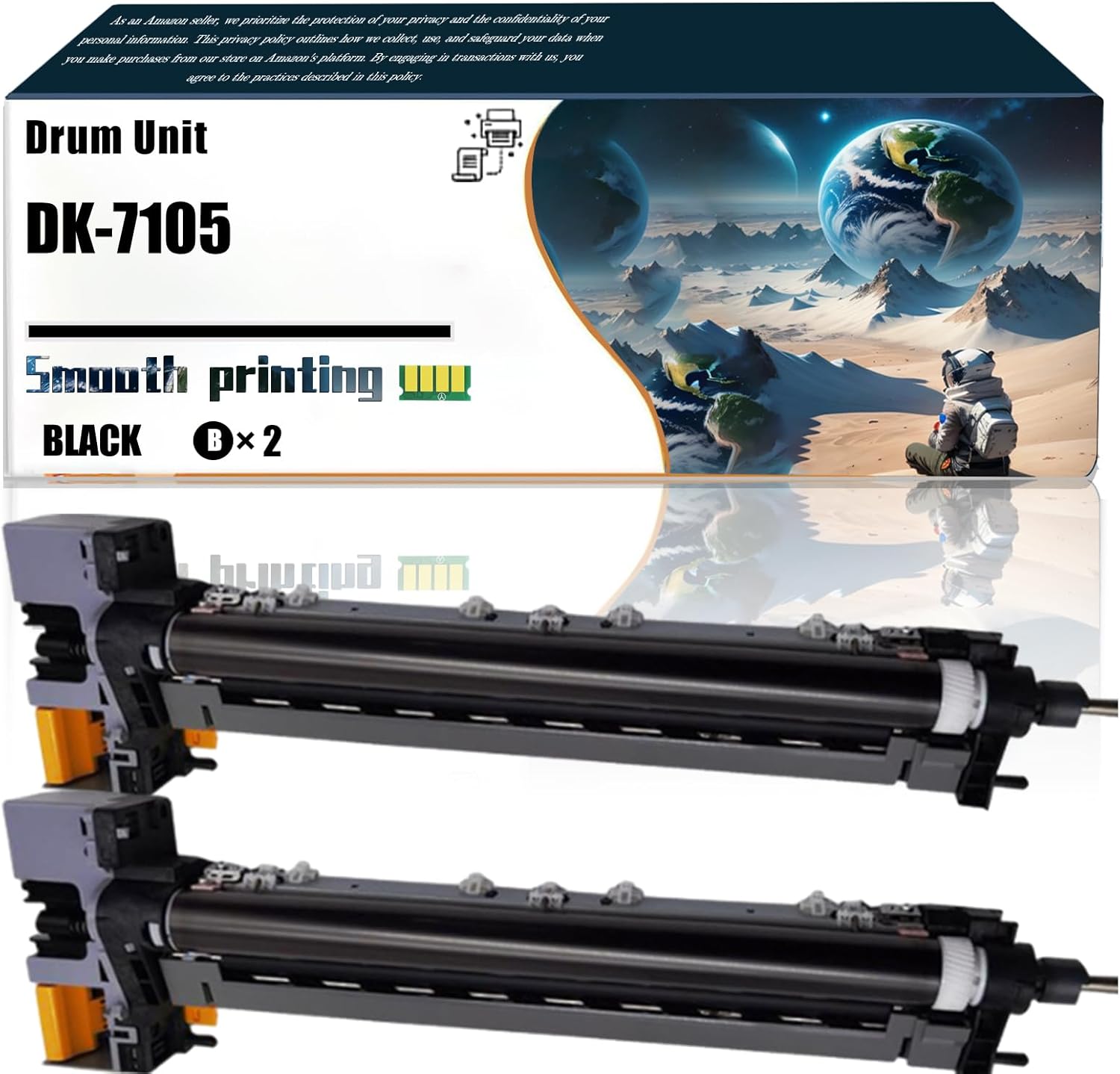 LSSF Replacement Parts Drum Unit DK-7105 Compatible with Kyocera TASKalfa 3010i 3011i 3510i 3511i Printers, Contains Chip and Clear Printing (2-Pack Black)