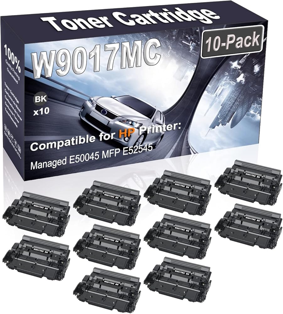10-Pack (Black) Compatible High Yield W9017 W9017MC Printer Cartridge use for HP Managed E50045 MFP E52545 Printer