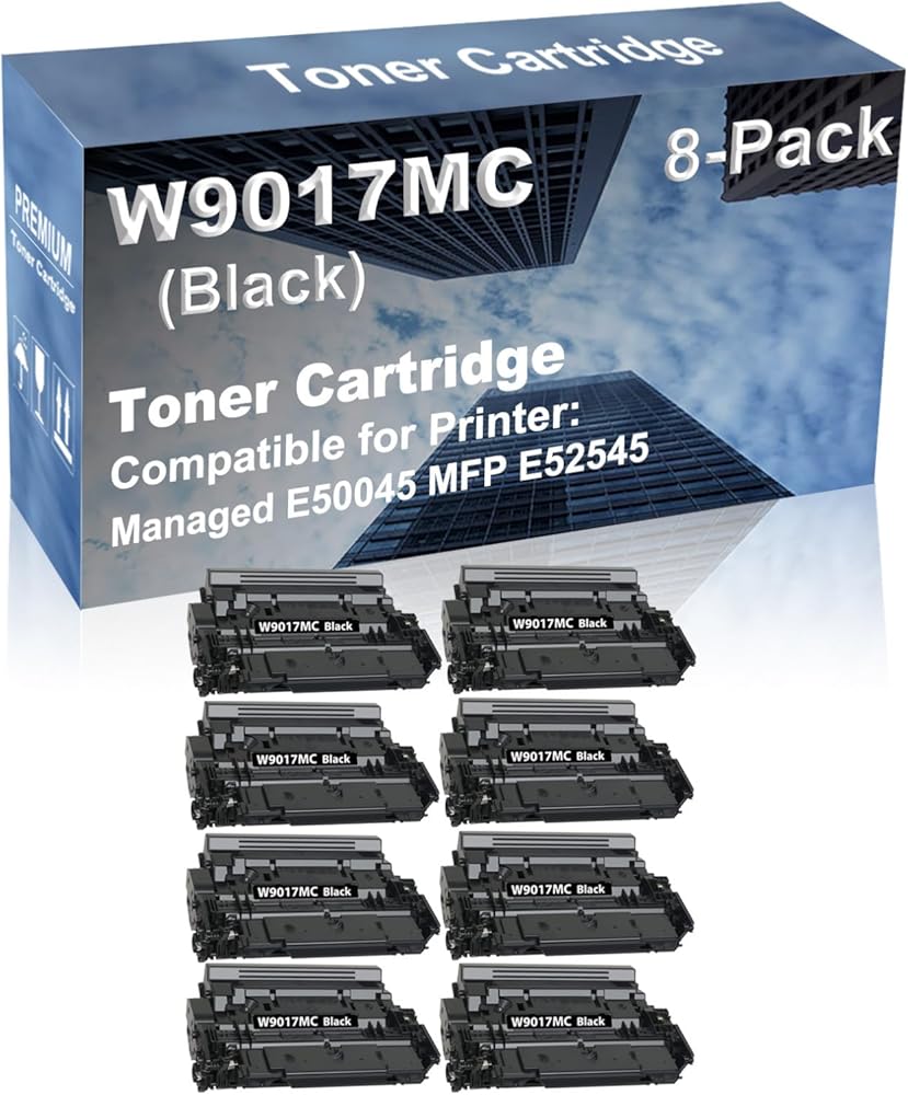 8-Pack Compatible High Capacity Managed E50045 MFP E52545 Printer Toner Cartridge Replacement for W9017MC Printer Cartridge (with Old Chip Black)