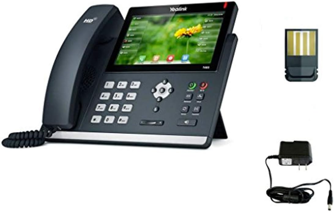 Yealink T48S SIP POE Office Phone Bundle with Power Supply and Microfiber Cloth- Requires VoIP Services or Cloud Services (T48S Bluetooth Bundle)