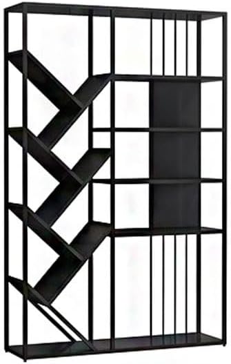 thalo Bookcases Nordic Minimalist Bookshelf Industrial Wind Bookcase Living Room Partition Decorative Rack Office Wrought Iron Shelf Bookshelves Organizer (Color : D, Size : 120 * 30 * 180cm)