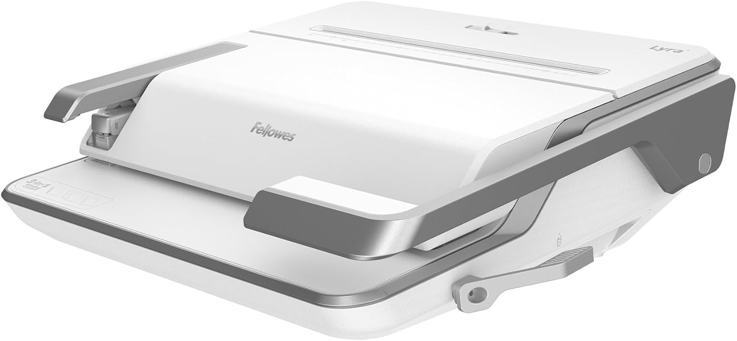 Fellowes Lyra 3-in-1 Binding Machine with Storage Tray - 20 Sheet Punch Capacity for A4/A5 Documents - Built in Stapler - 300 Sheet Capacity - Includes 1000 Staples - Ideal for School or Small Office