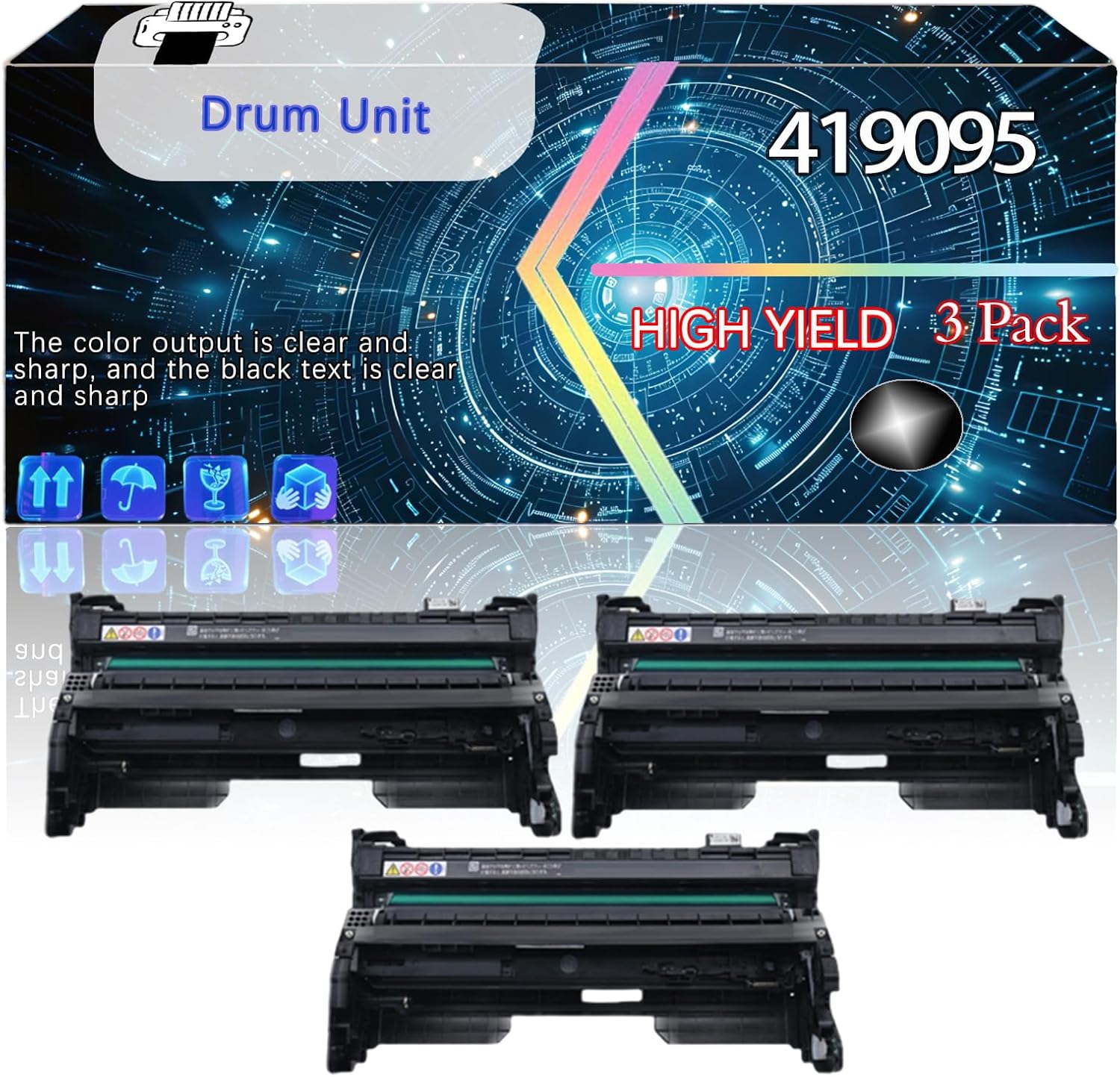 CEECN 419095 Compatible for Ricoh IM 430F 430Fb 350F Printers, Replacement Drum Unit High Yield Printer Accessories (3 Pack Black)