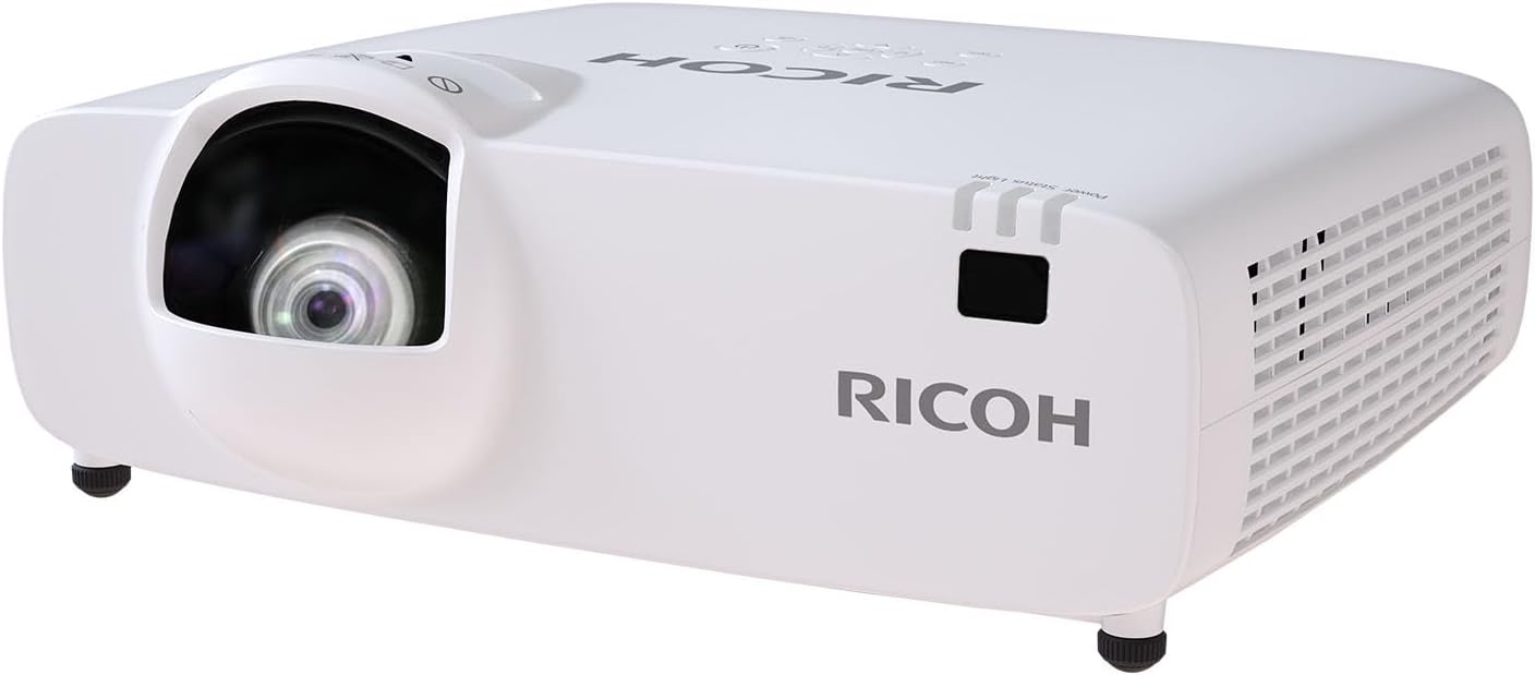 RICOH PJ WUL5A40ST Compact 3LCD Laser Projector | 4500 Lumens | 1920x1200 WUXGA w/4K Input | Short Throw Lens Projects 1.69-4.82 ft | 55-150