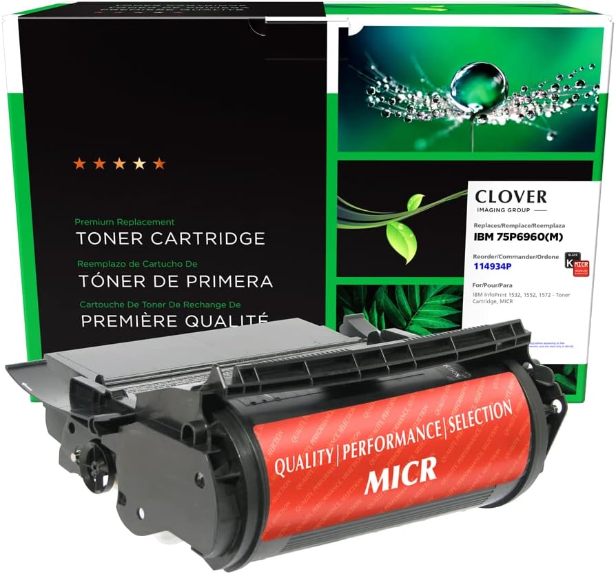 Clover Remanufactured MICR Toner Cartridge Replacement for IBM 1532/1552/1572 | Black