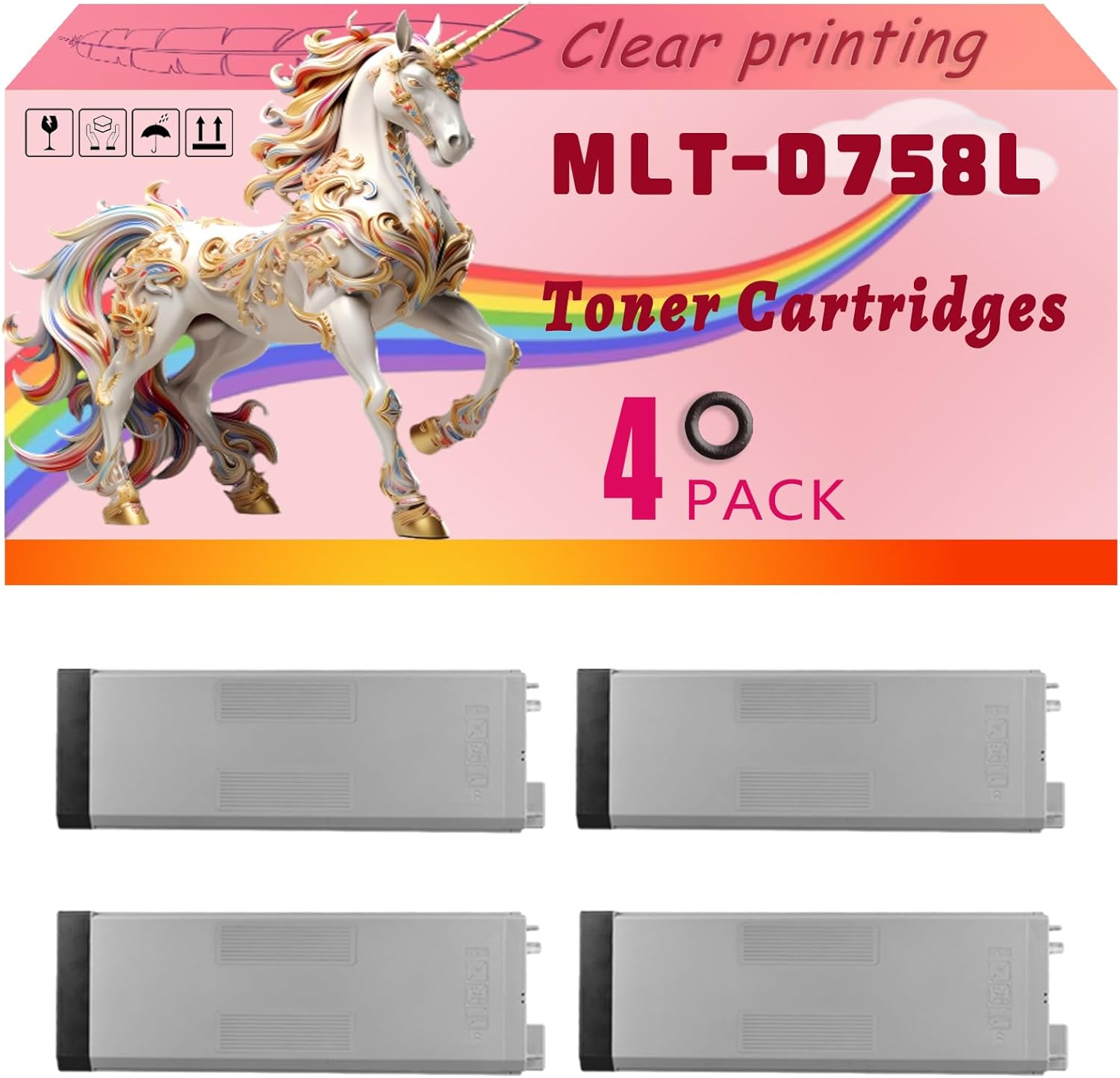MLT-D758L Toner Cartridges Compatible for Samsung SL-K4255RX SL-K4305LX SL-K4355LX Printers, High Yield 51000 Pages, Clear Bright Colors (4 Pack Black)