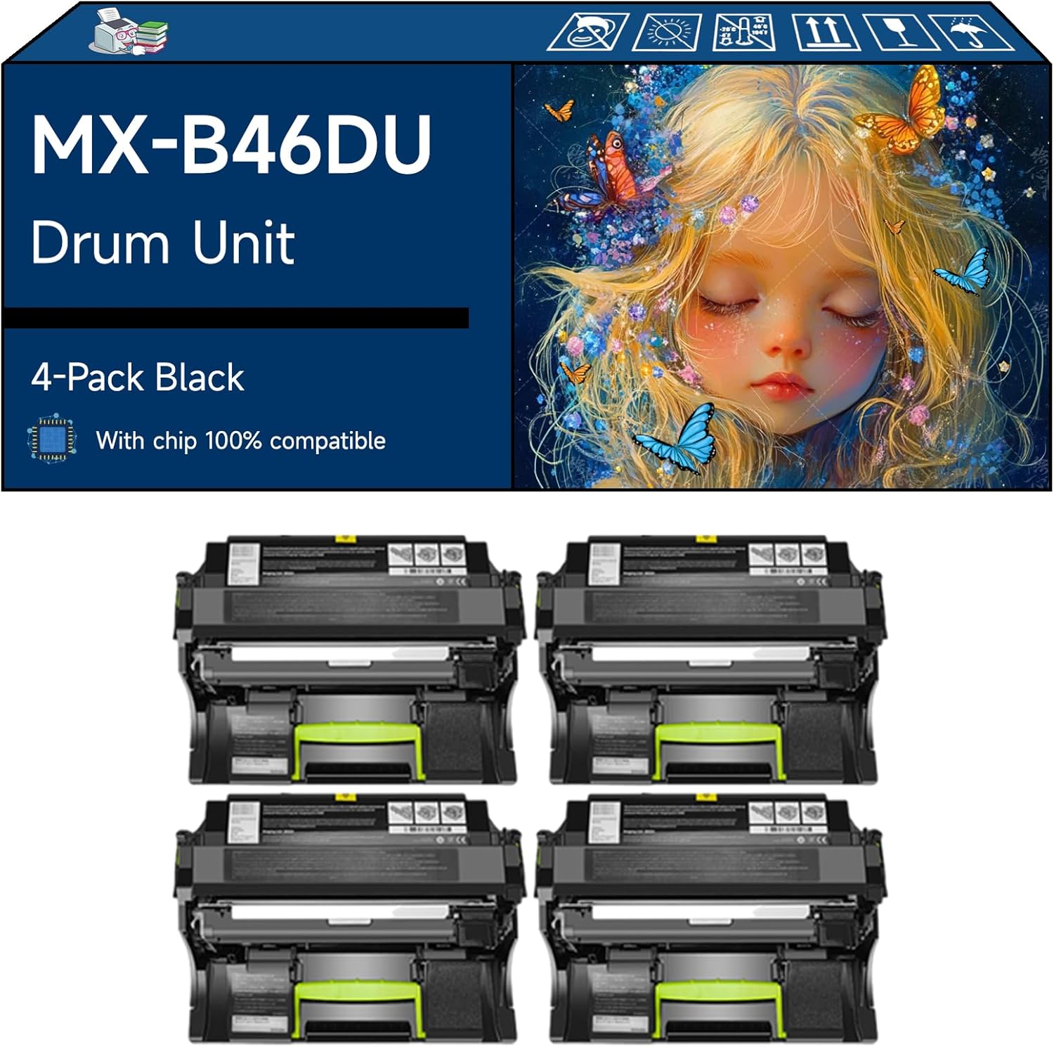 Tontxxe Compatible with Sharp MX-B46DU Drum Unit Work for Sharp MX-B467F MX-B467P Printers, High Yield 60000 Pages, with Chip, High-Definition Printing (4 Pack Black)