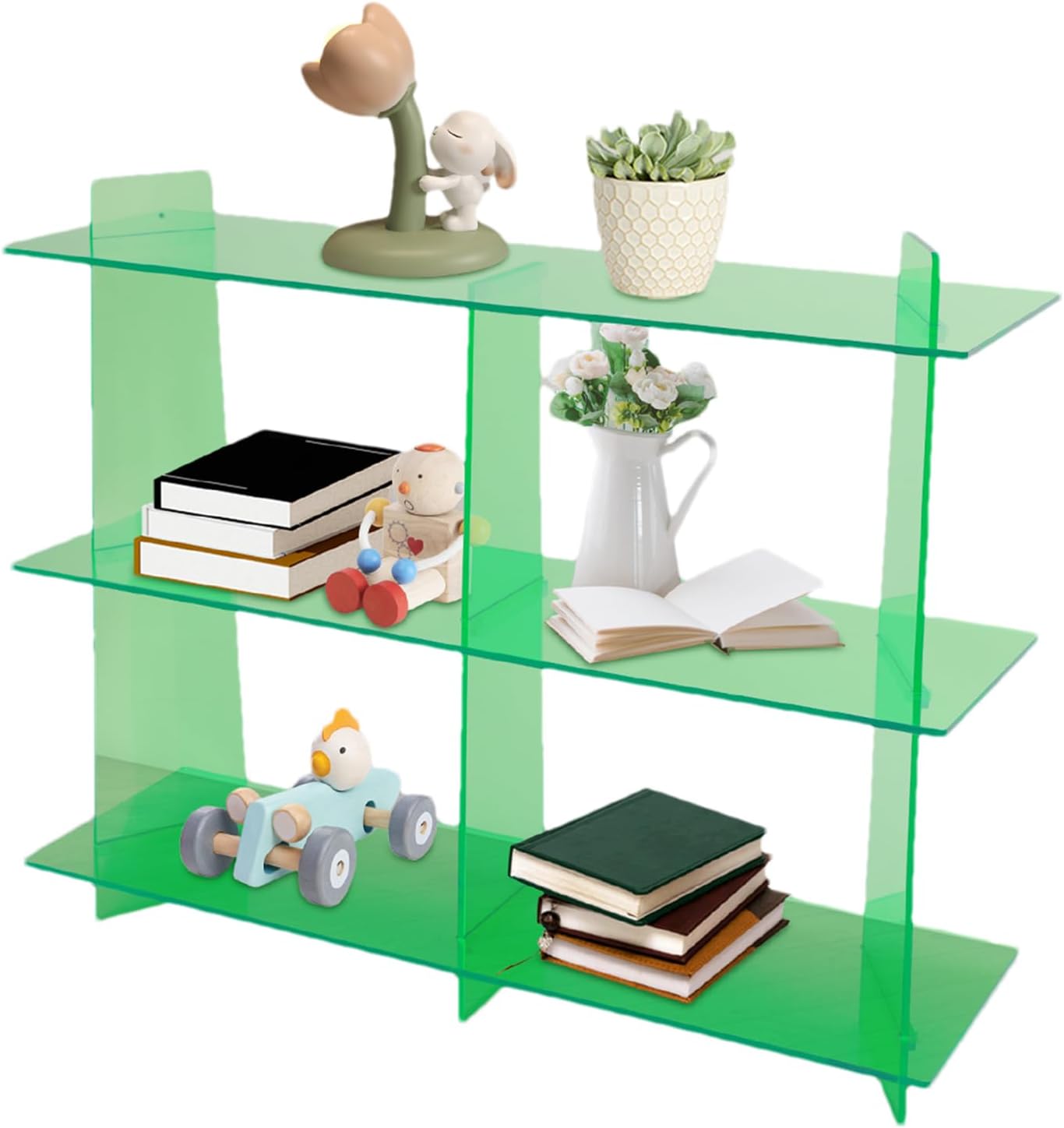 Colorful Acrylic Bookshelf 3-Tier Narrow Acrylic Console Table 11.8