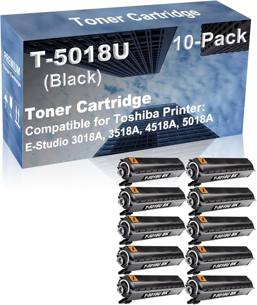 10-Pack Compatible High Capacity T-5018U Printer Cartridge use for Toshiba E-Studio 3018A, 3518A, 4518A, 5018A Printer (Black)