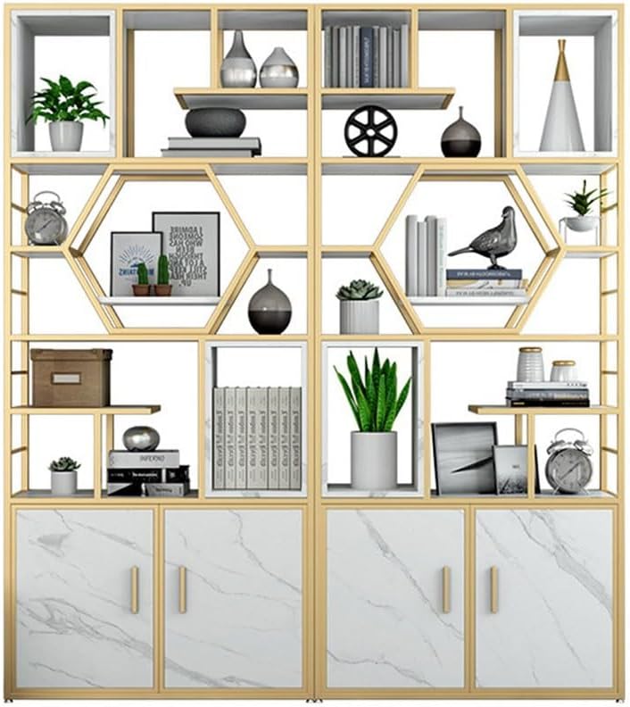 SOPAMI Bookshelf Metal Bookshelf Living Room Multi-Storey Storage Bookcase Modern Minimalist Nordic Office Partition with Lockers Corner Bookshelf (Color : D1-240 * 30 * 180cm)