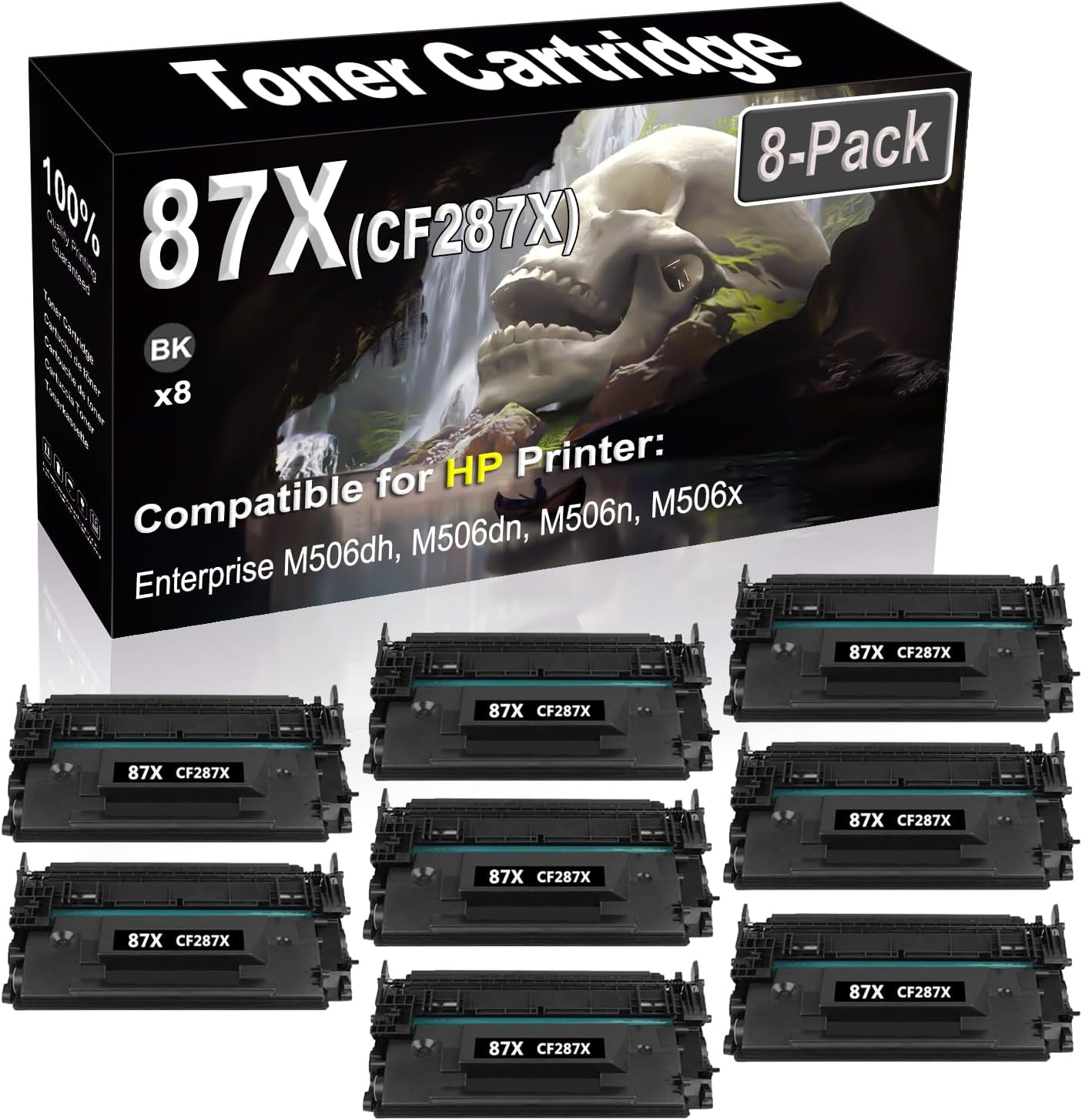 SINIYA 8-Pack (Black) Compatible High Yield 87X CF287X Laser Printer Toner Cartridge use for Enterprise Flow MFP M527c M527z Printer