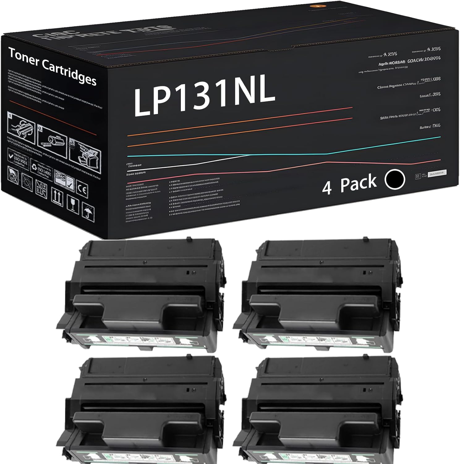 UVUMB Compatible with Lanier LP131NL 403073 Toner Cartridges Work for Lanier LP131NL Printers, with Chip, High Yield 15000 Pages, High-Definition Printing (4 Pack Black)