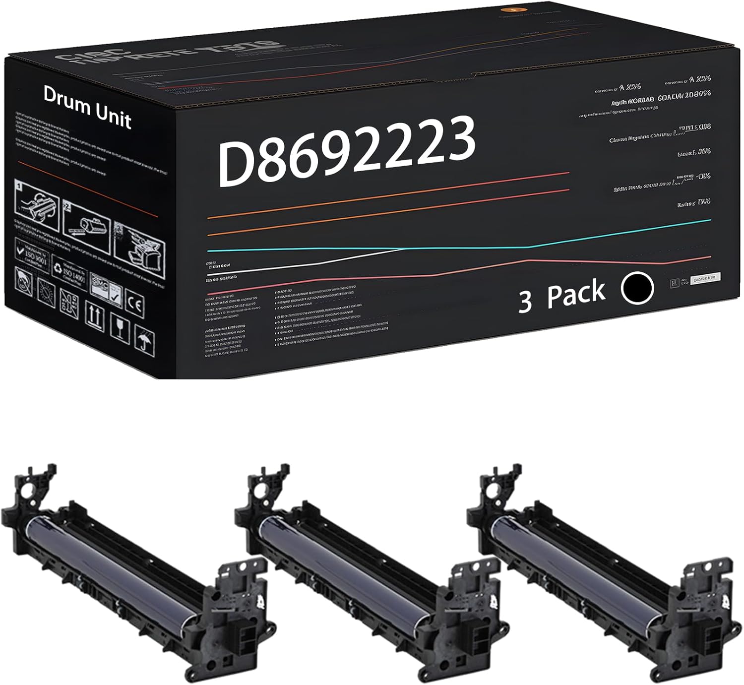 UVUMB D8692223 Drum Unit Compatible for Ricoh MP 2554SP 2555SP 3054SP 3055SP 3554SP 3555SP Printers, with Chip, High Yield 110000 Pages, High-Definition Printing (3 Pack Black)