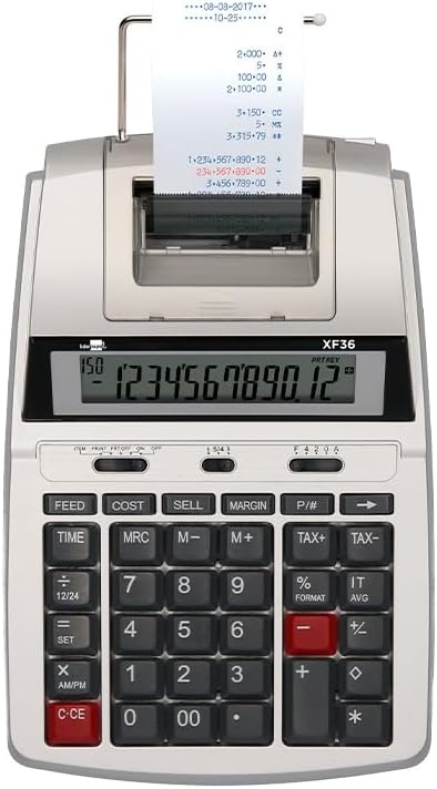 Calculator Leader Paper Printer Screen Paper 57 mm 12 Digits Print Bicolour White 235 x 155 x 62 mm