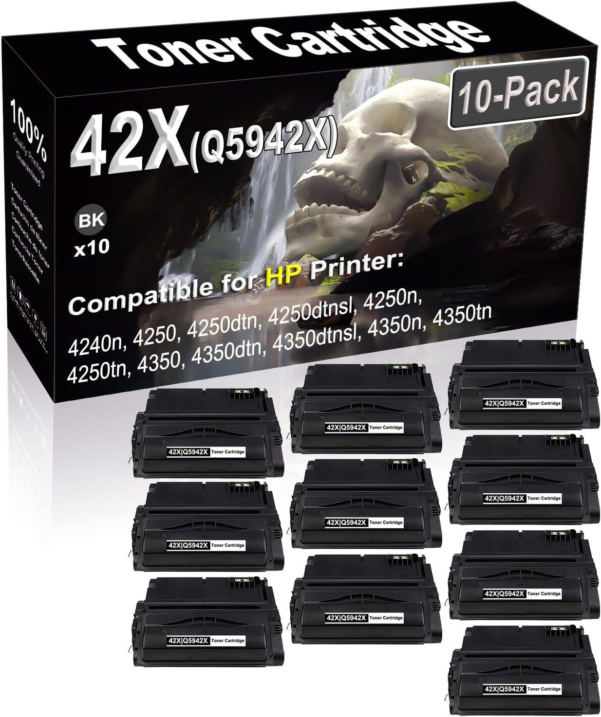 SINIYA 10-Pack (Black) Compatible 4240n 4250 4250dtn 4250dtnsl 4250n 4250tn Laser Printer Cartridge (High Capacity) Replacement for 42X Q5942X Printer Cartridge