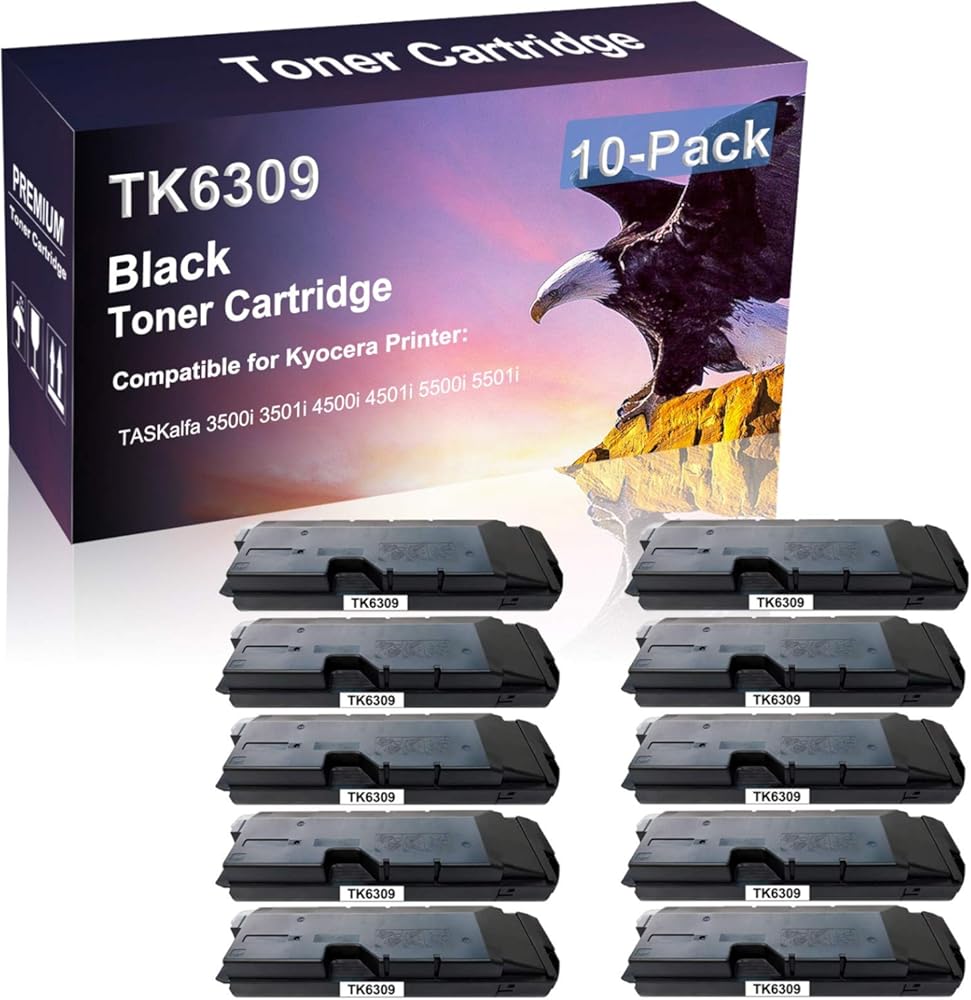 Credibility Store 10-Pack Compatible High Yield TASKalfa 3500i 3501i 4500i 4501i 5500i 5501i Printer Cartridge Replacement for Kyocera TK6309 | TK-6309 Toner Cartridge (Black)