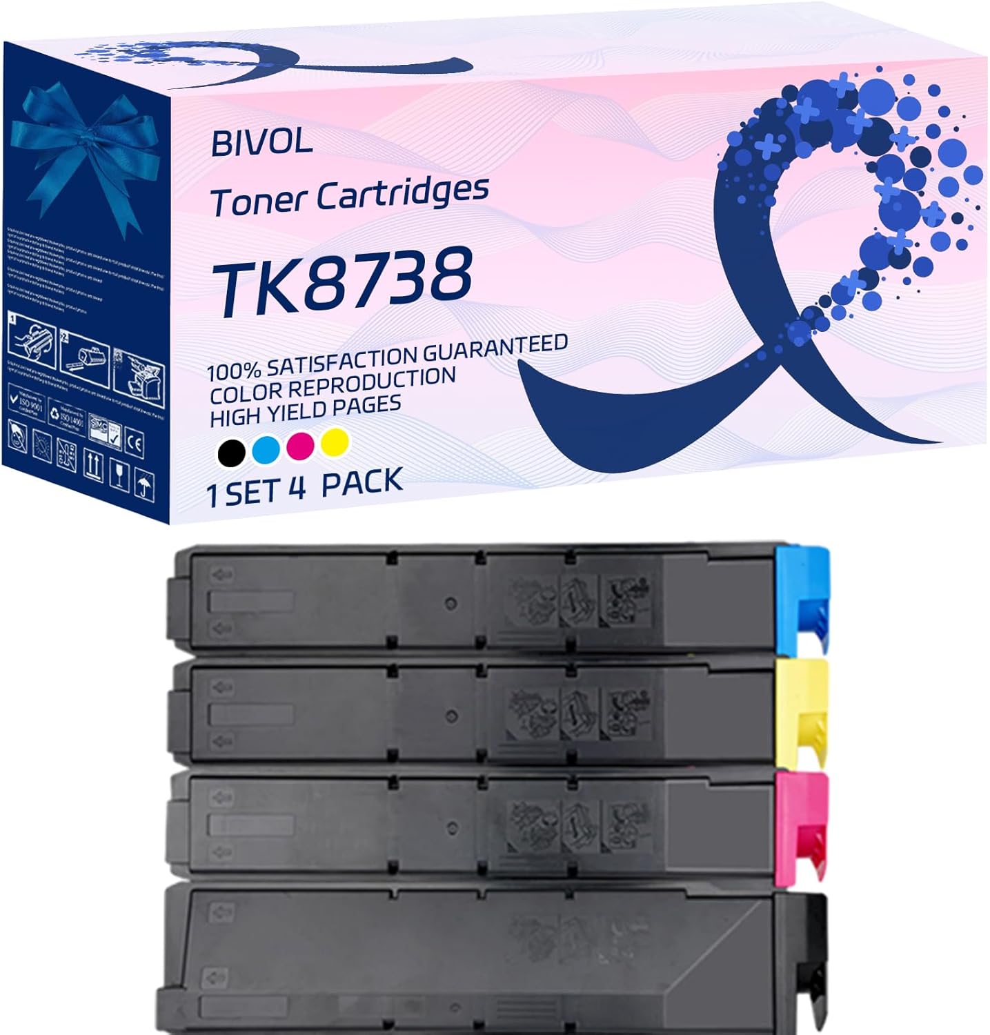 BIVOL TK8738 Toner Cartridges Compatible for Kyocera TASKalfa 7052ci 7353ci 8052ci 8353ci Printers, with Chip, High Yield 86000 Pages, Vivid Colors (Multicolor)