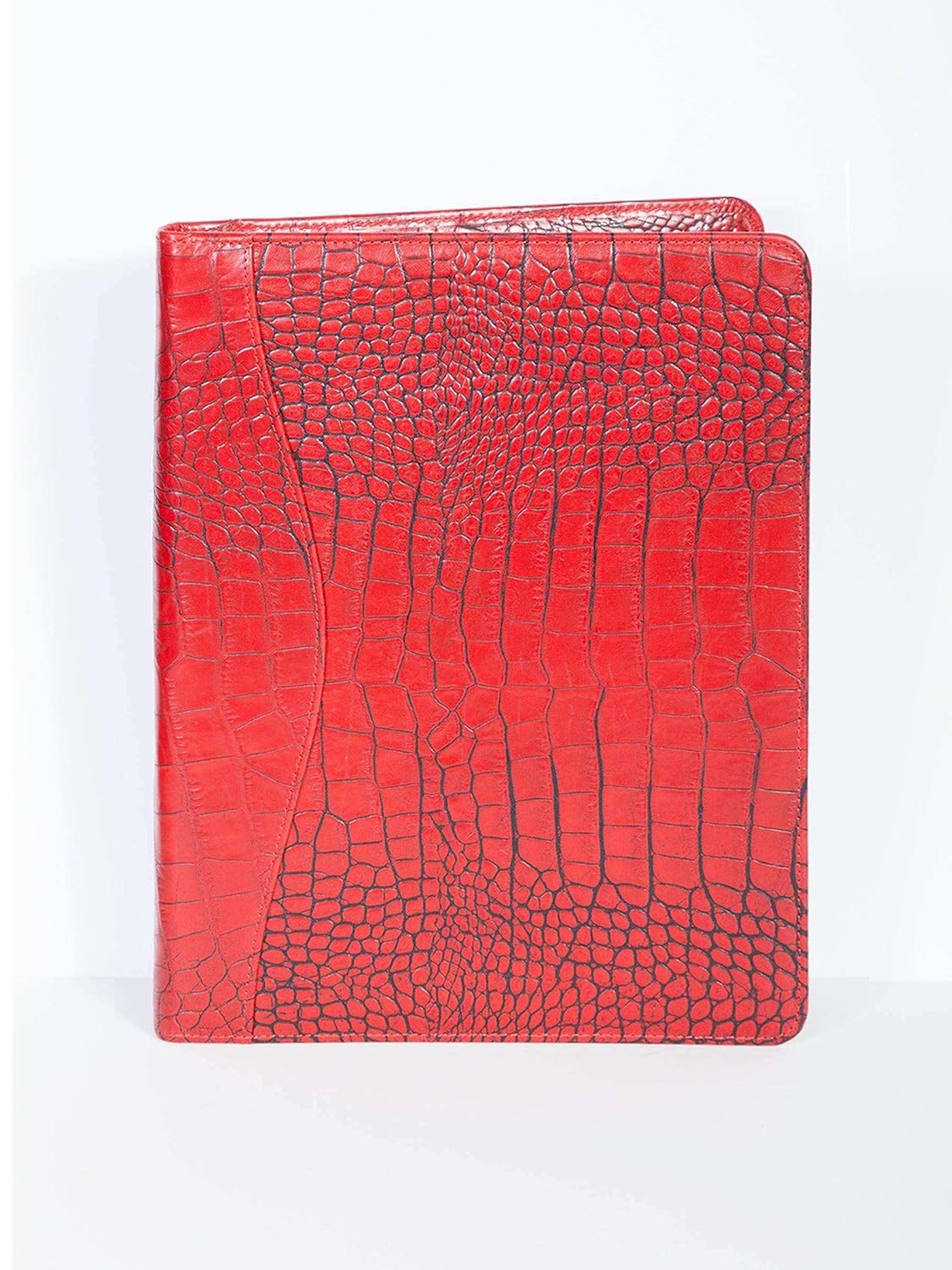 Scully Croco Embossed Leather Folding Padfolio (Croco Red)