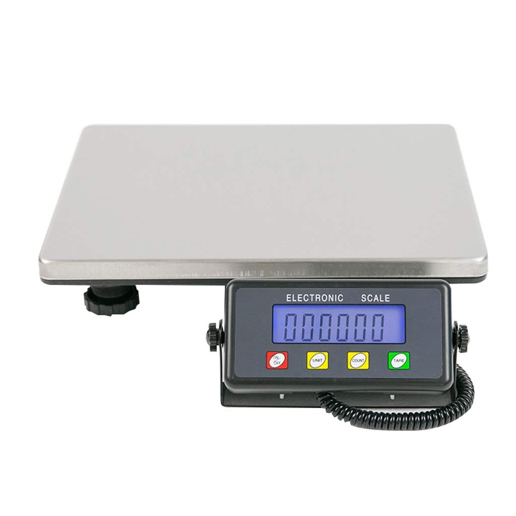Postal Platform Scale, Parcel Scales 200kg/0.1kg Electronic Scales Backlit Display Stainless Steel Platform (Silver)