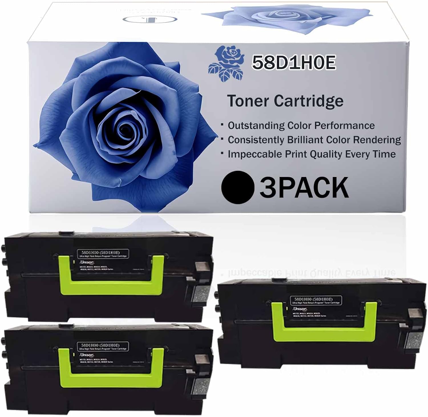 58D1H0E 58D1H00 High Yield Toner Cartridge Compatible for Lexmark MS725dvn MS821dn MS821n MS822de MS823dn MS823n MS825dn Printer, Premium Print Performance for Your Office Needs (BK-3PACK)