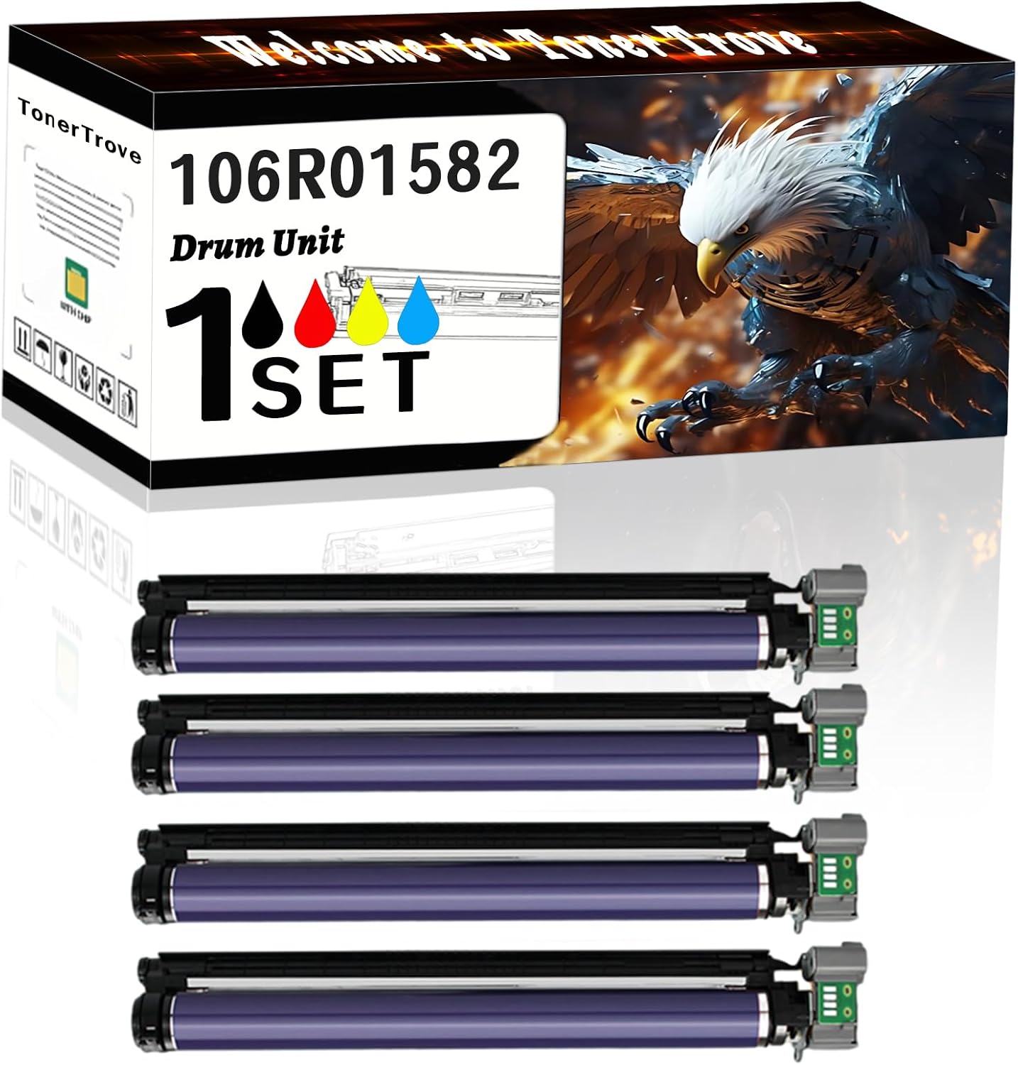 106R01582 Drum Unit Compatible for Xerox Phaser 7800DN 7800DX 7800GX Printers, Office Printing is Easy Clear Smooth (4-Pack BK/C/M/Y)