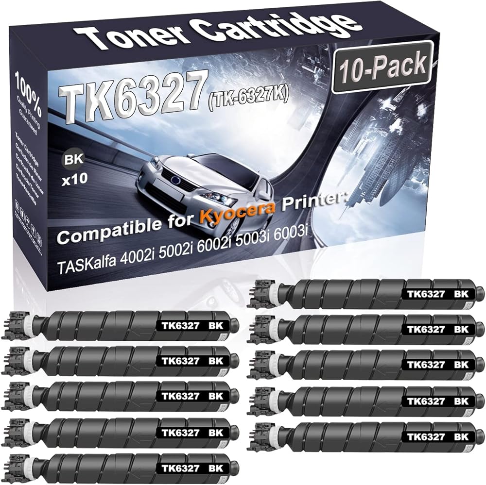Kolasels 10-Pack (Black) Compatible High Yield TK6327 TK-6327 | TK-6327K 1T02NK0US0 Printer Cartridge use for Kyocera TASKalfa 4002i 5002i 6002i 5003i 6003i Printer