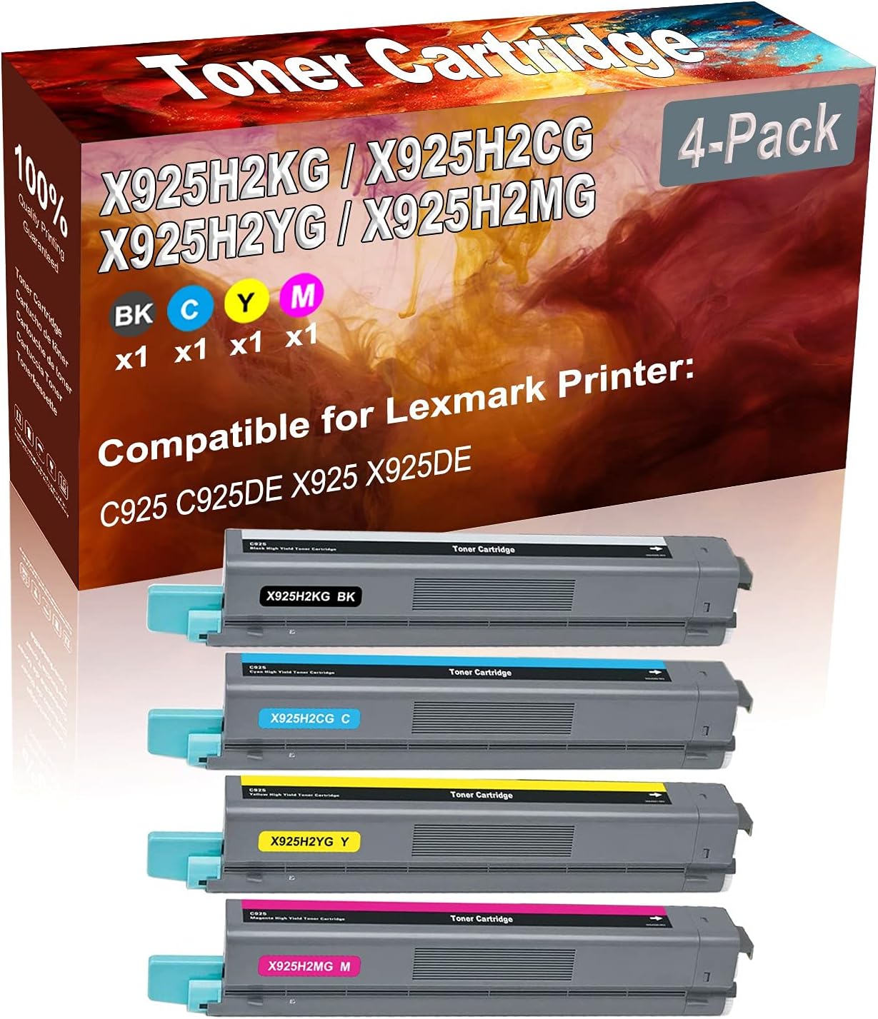 Credibility Store 4-Pack (BK+C+Y+M) Compatible High Yield X925H2KG X925H2CG X925H2YG X925H2MG Printer Toner Cartridge use for C925 C925DE X925 X925DE Printers