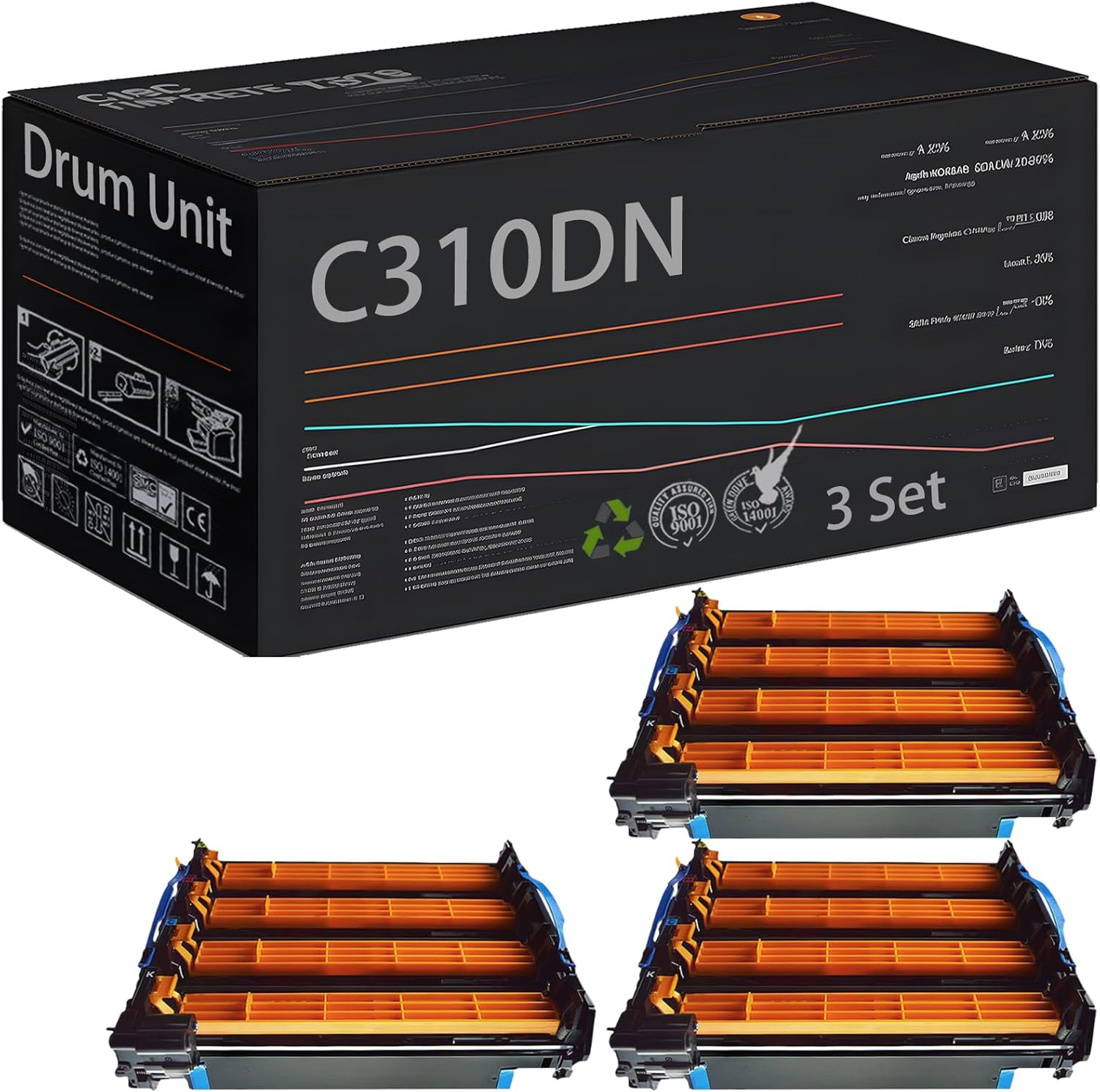 Wondrx 44494201 Type C17 Drum Unit Compatible with Okidata OKI C310DN C330DN C331DN C510DN C511DN C530DN C531DN MC351DN MC352DN Printers, High Yield 30000 Pages (3 Set)