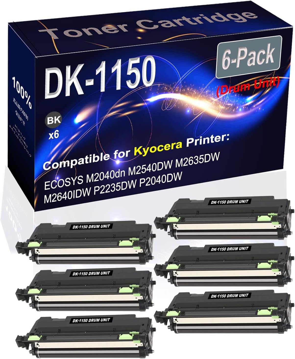 Kolasels 6-Pack Compatible ECOSYS M2040dn M2540DW M2635DW Printer Drum Unit Replacement for Kyocera DK-1150 DK1150 302RV93140 Drum Unit (Black, High Capacity)