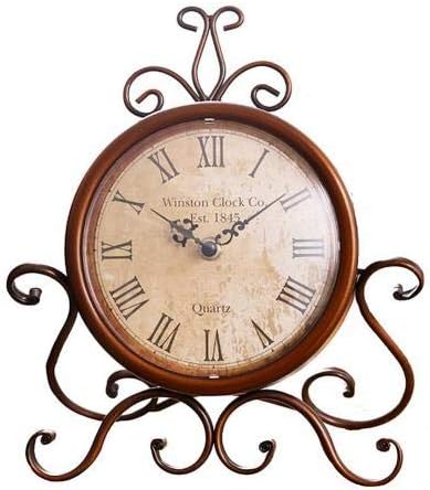 IIPOSAQQ Alarm Clock Silent Iron Table Clock Home Bedroom Living Room Office Decor Study Room Decoration Crafts Decor Home Decor Desk Clock