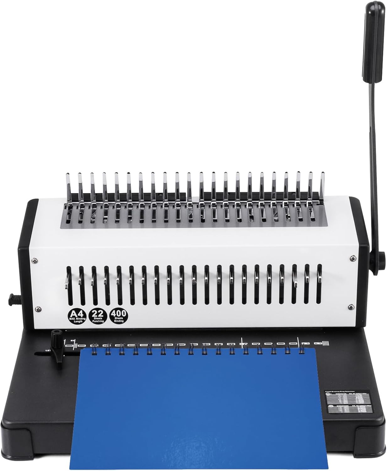 FKHFTI Comb Binding Machine, Dual-Purpose Apron/clamp Strip Book Maker, 21-Hole Apron/10-hole Clamp Strip, Binding Capacity: 400 Sheets, Used for Binding and Punching Book Documents