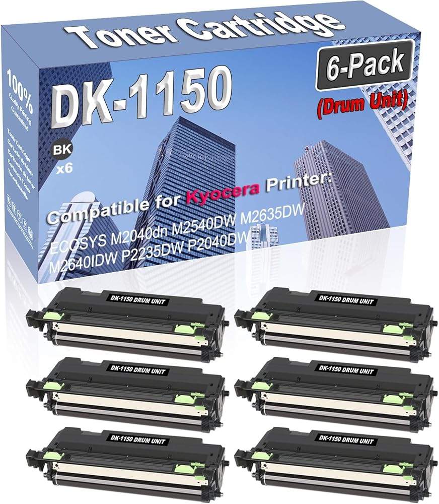 Credibility Store 6-Pack (Black) Compatible High Capacity DK-1150 DK1150 (302RV93140) Drum Unit Used for Kyocera ECOSYS M2040dn M2540DW M2635DW M2640IDW P2235DW P2040DW Printer