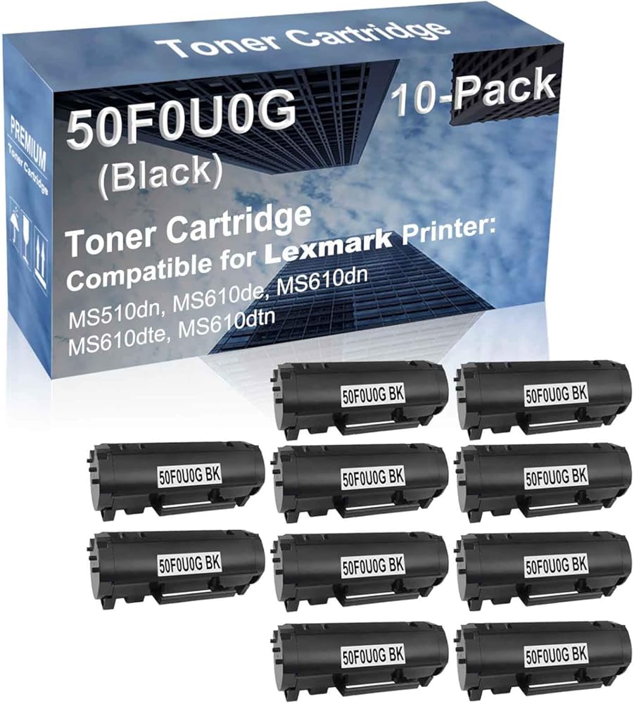 10-Pack Compatible High Capacity 50F0U0G (500UG) Printer Cartridge use for MS510dn, MS610de, MS610dn, MS610dte, MS610dtn Printer (Black)