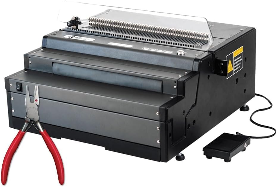 TruBind Heavy Duty Coil Binding Machine with Electric Punch & Coil Inserter and Foot Pedal | 25 Sheet Punch Capacity | Bind up to 500 Sheets | 46 Fully Disengageable Dies | 4:1 Pitch | 1-Year Warranty