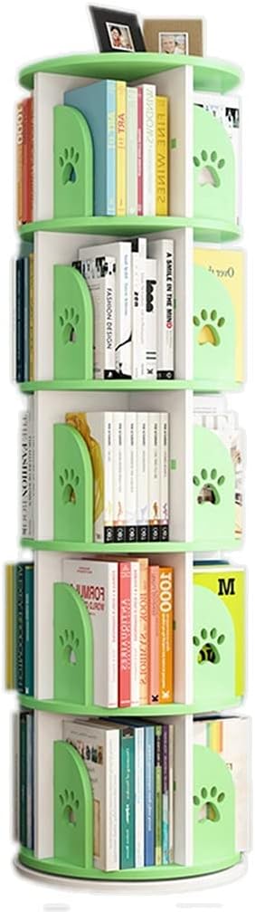 360°Rotating Bookshelf, Stimulate Children's Interest in Reading, Children's Bookcase, Removable Coffee Table (Color : Green, Size : 40 * 143cm)