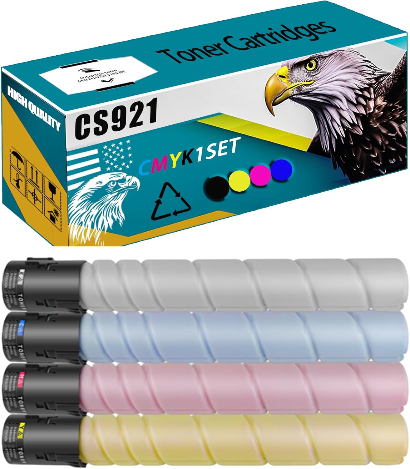 Compatible for Lexmark CS921de CS923de CX920de CX921de CX922de CX923dte CX923dxe CX924dte CX924dxe Printers, CS921 Toner Cartridges High Production Replacement (4-Pack BK/C/M/Y)