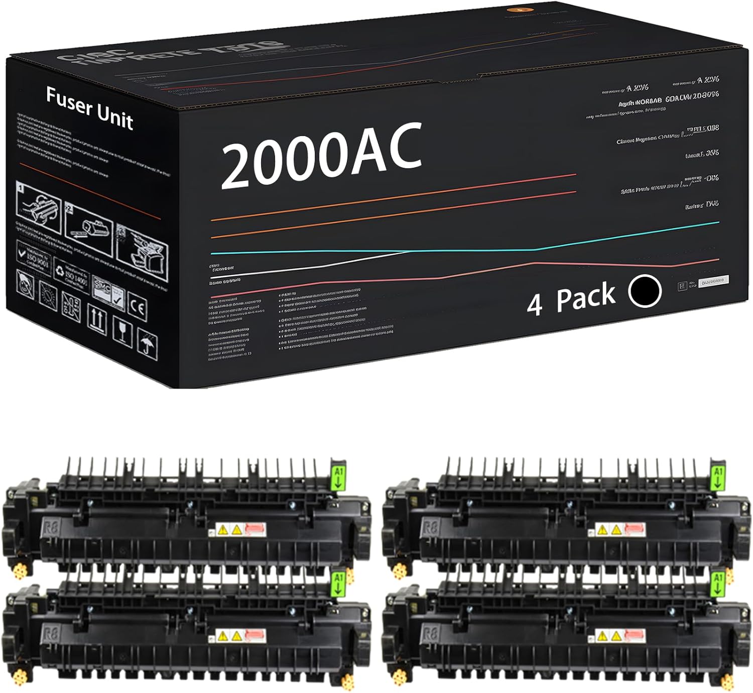 UVUMB 2000AC (110V) Fuser Unit Compatible for Toshiba E Studio 2000AC 2500AC Printers, with Chip, High Yield 168000 Pages, High-Definition Printing (4 Pack Black)